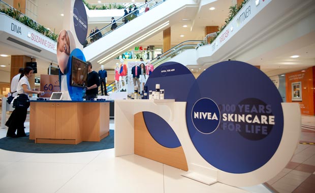 Nivea shopping centre retail kiosks, Sydney, Melbourne, Brisbane and Auckland